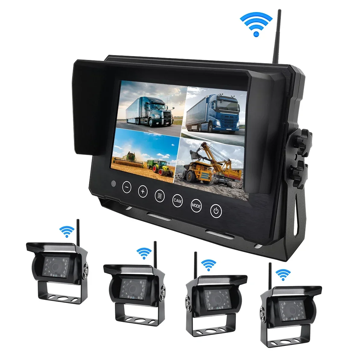 2.4g Digital  Backup System Kit 7 Inch DVR LCD waterproof dust proof Wireless Reverse for RV/Truck/Trailer/Bus