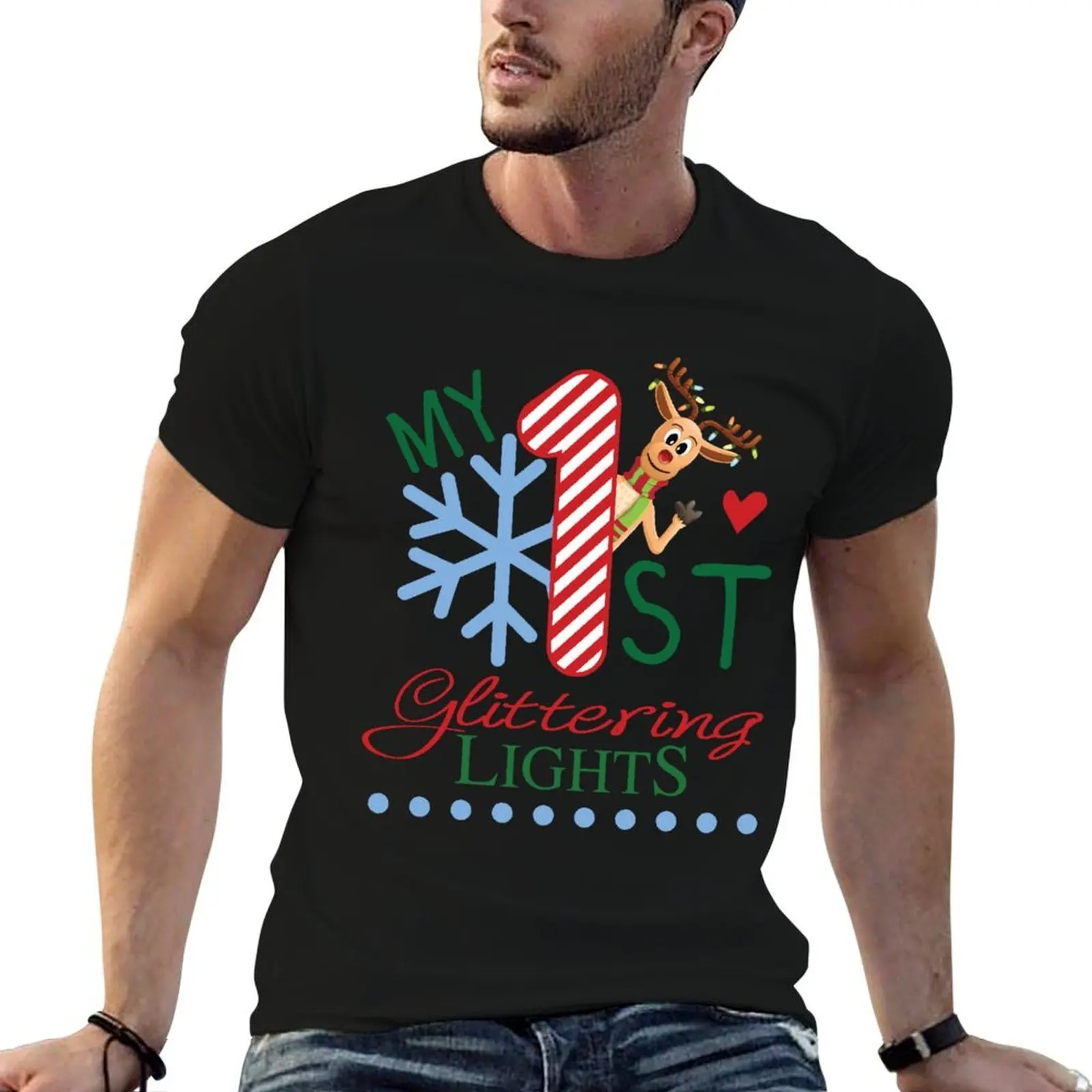 

Classic Baby's 1st Christmas & Biscuit Xmas Reindeer T-Shirt anime t shirts for man man t shirt heavy cotton T-Shirt