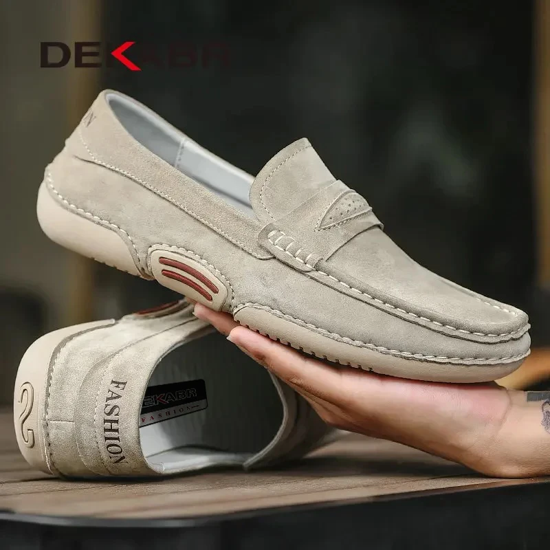 DEKABR Summer Men Casual Shoes Luxury Brand Genuine Leather Men Loafers Moccasins Breathable Slip on Italian Style Driving Shoes