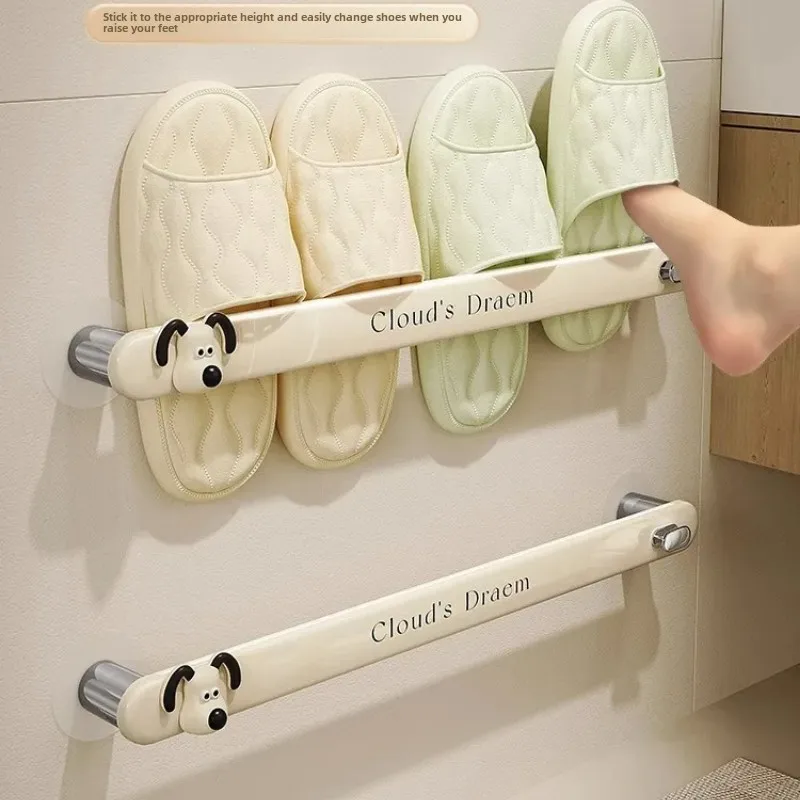 Wall Mounted Slipper Rack, HoleFree Toilet and Bathroom Storage, Dedicated Door Mounted Organizer for Shoes