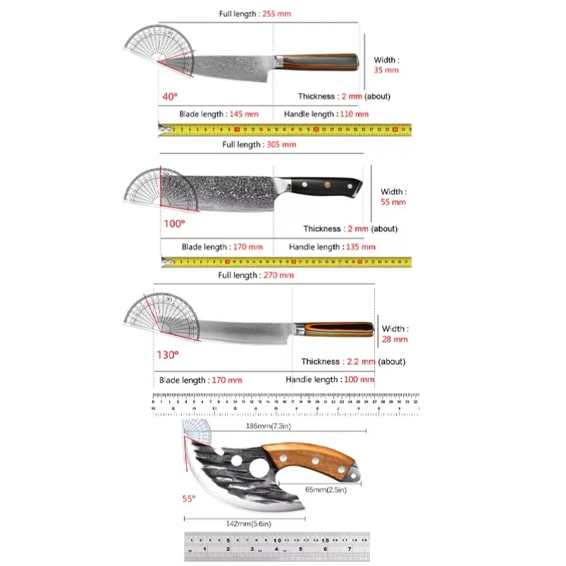 Multifunctional Kitchen Cooking Knives Damascus Steel Slicing Wood Handle Meat Vegetable Fish Fruit Paring Utility Boning Knife