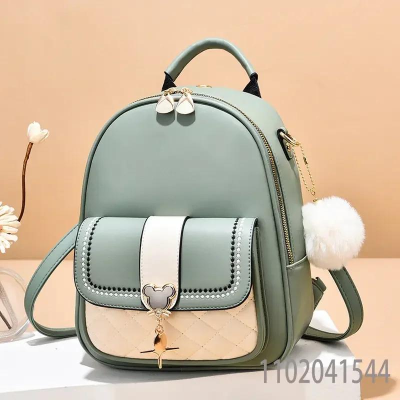 Disney PU Leather Backpack for Women Girl Fashion Mickey Mouse Handbag Large Capacity School Bag Durable Luxury Designer Purse