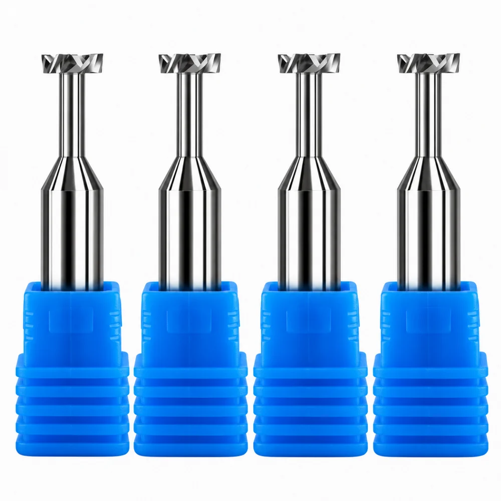 3pc 4-8mm Hardened Solid Carbide T-Type End Mill 55HRC T-Slot Milling Cutter Formed T-Groove Tools Router Bits for Aluminum Iron
