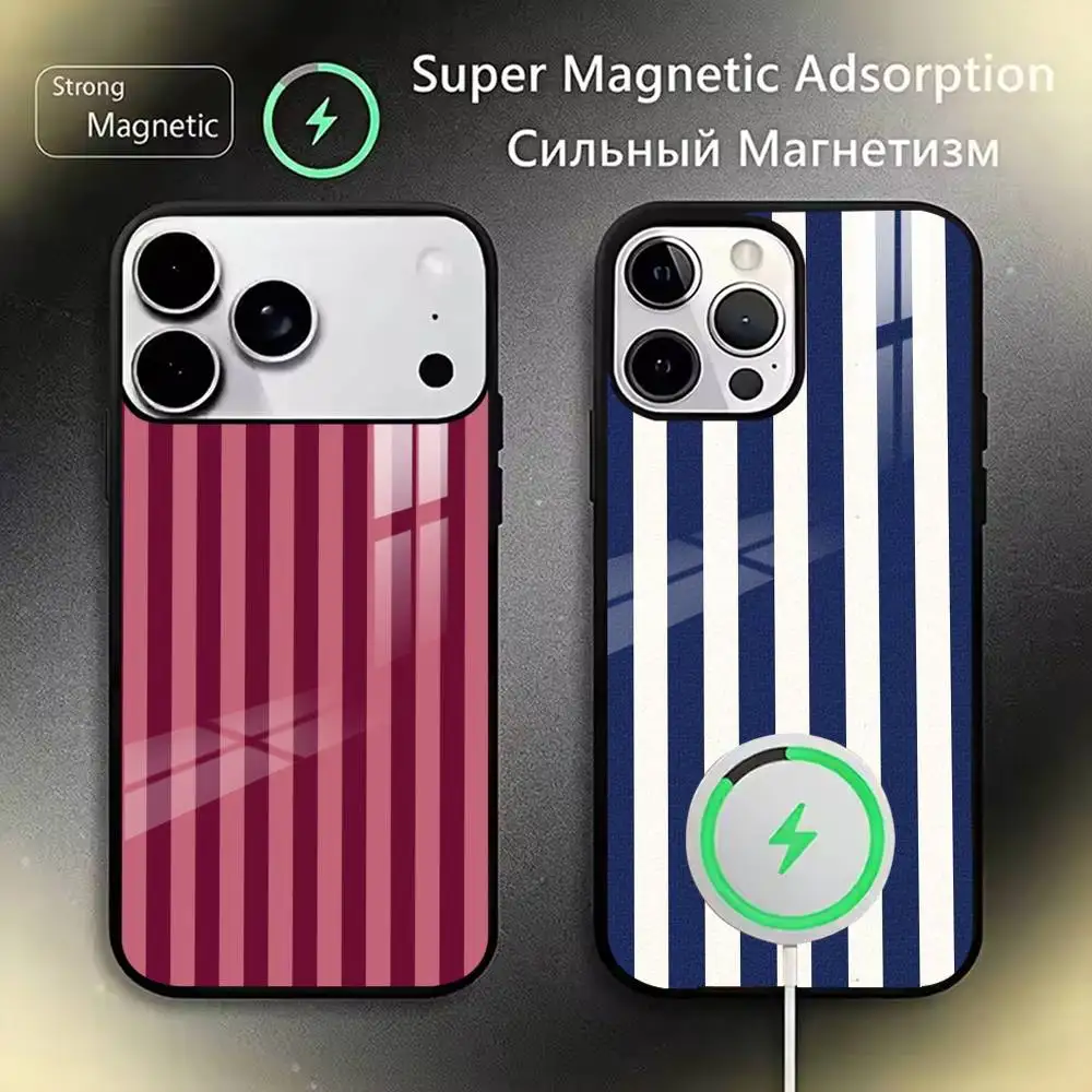 

Burgundy Rose Stripe Phone Case For iPhone17,16,15,14,13,12,11 Plus,Pro Magnetic with Magsafe Wireless Charging