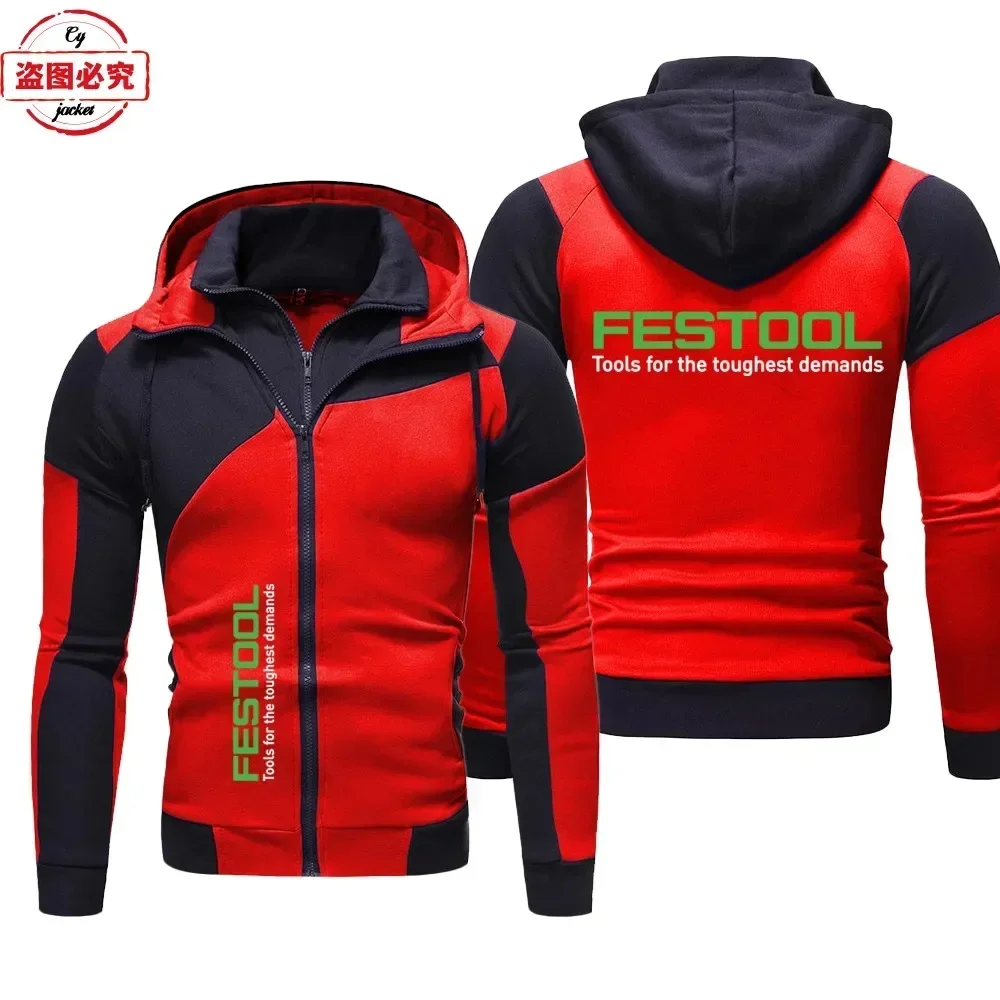 Festool Logo Printed Workwear Casual Zipper Jacket Men's Spring and Autumn Hoodie Team Uniform Pullover European Sizes