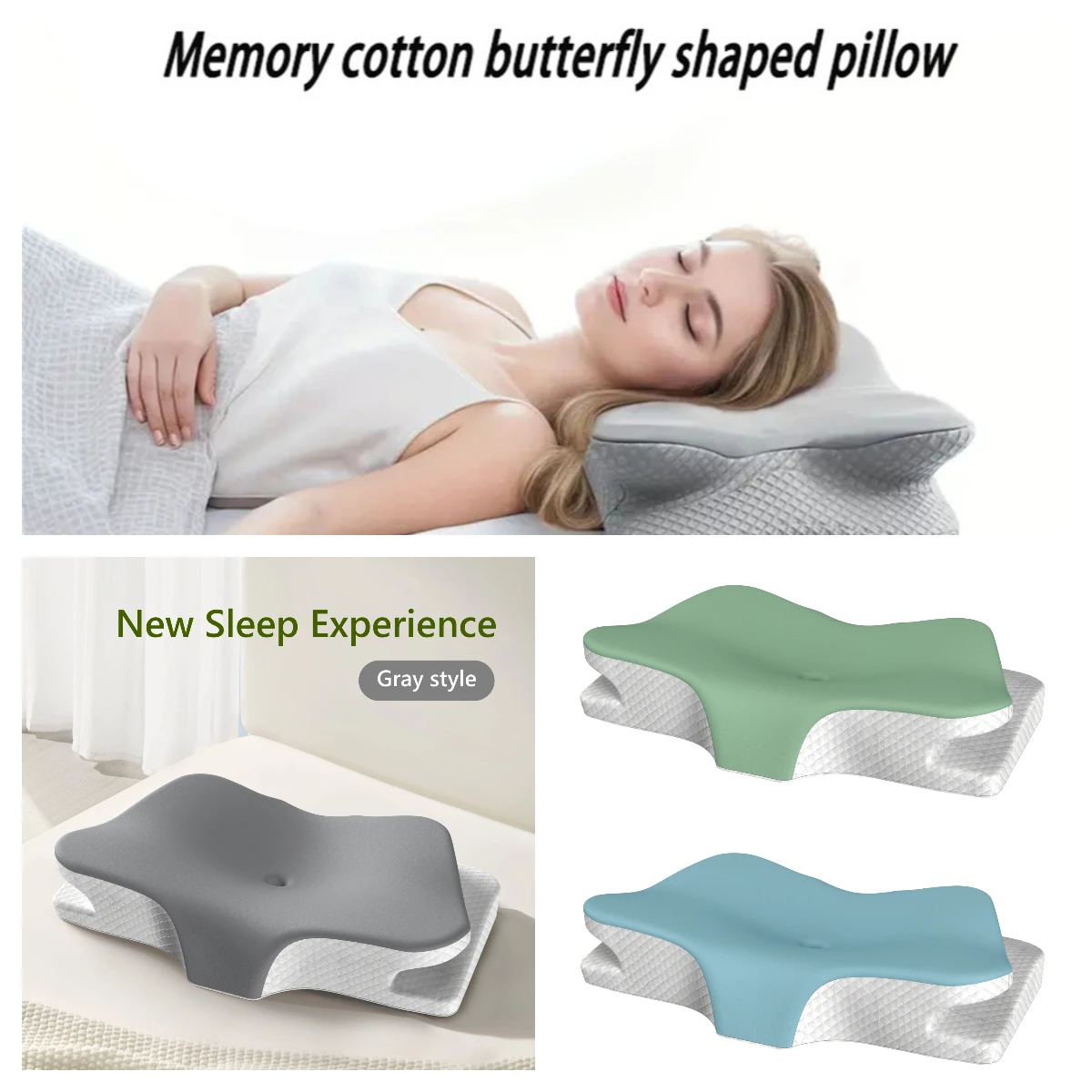 Ergonomic Relief Neck Fatigue Neck Pillow Memory Cotton Butterfly Pillow support for Sleep Various Sleeping Positions Long Sleep