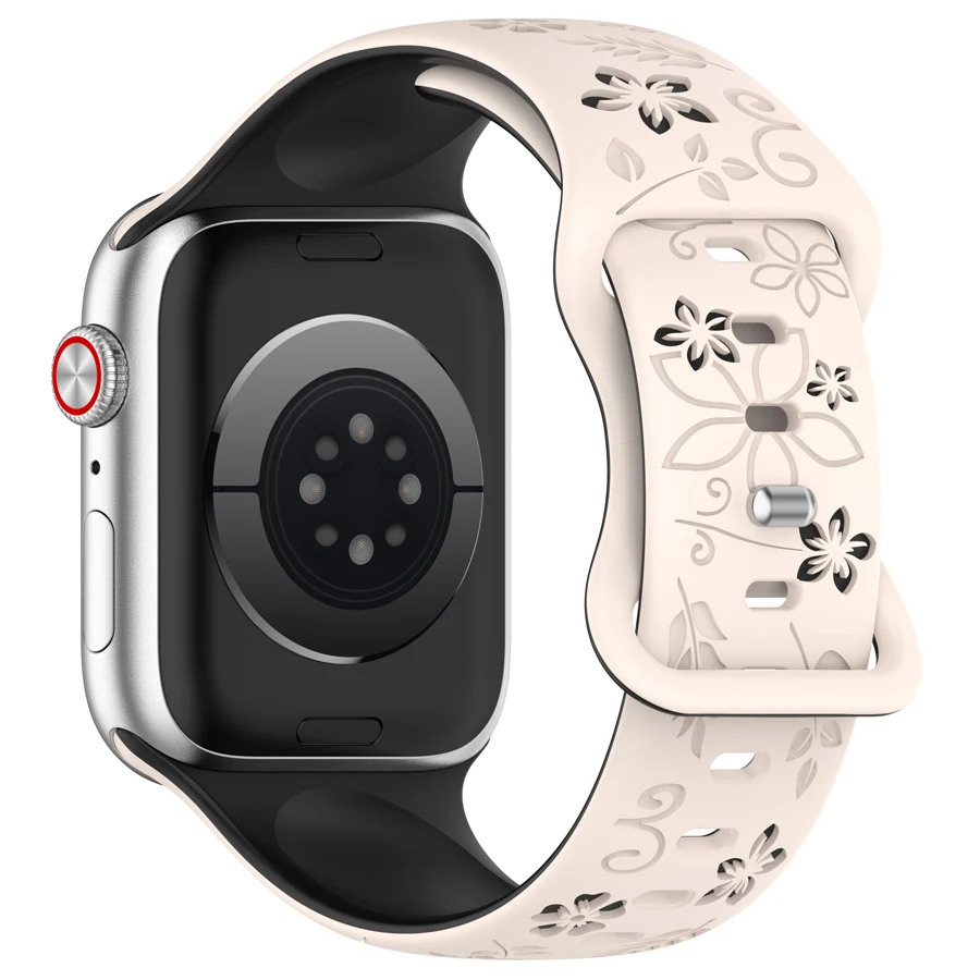 Gesneden bloemenband voor Apple Watch 44mm 40mm 45mm 41mm 42mm 38mm 49mm 45mm IWatch Series 11 10 9 8 7 6 5 4 3 SE Ultra 2 3