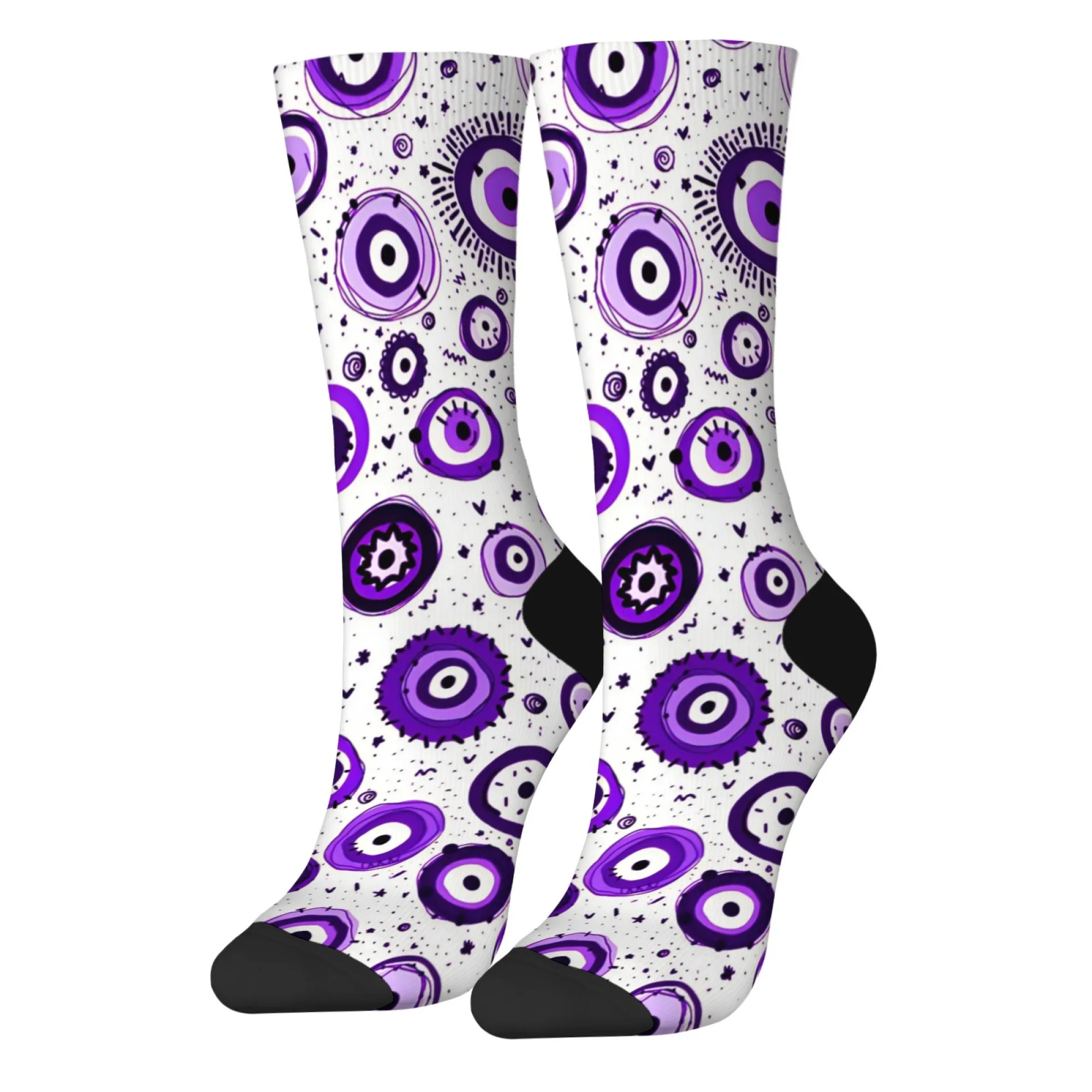 

Новинка, фиолетовые носки унисекс с рисунком сглаза для скейтборда, Harajuku, ретро, хип-хоп, повседневные компрессионные носки, подарок для сумасшедшей вечеринки
