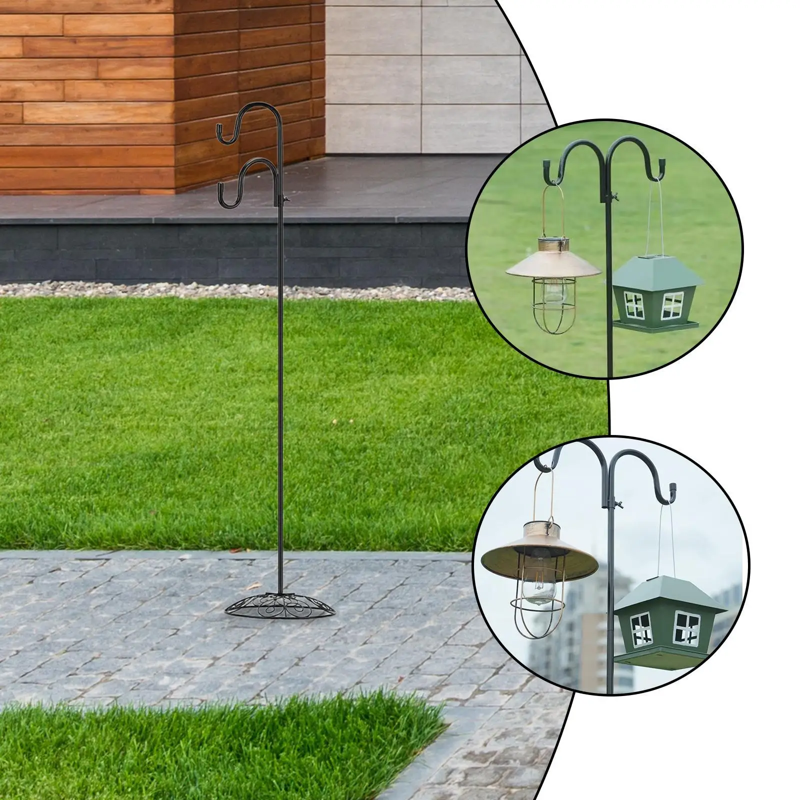 

Shepherd's Hook Patio Stand with Base, Free Standing Pole Holder for Hanging