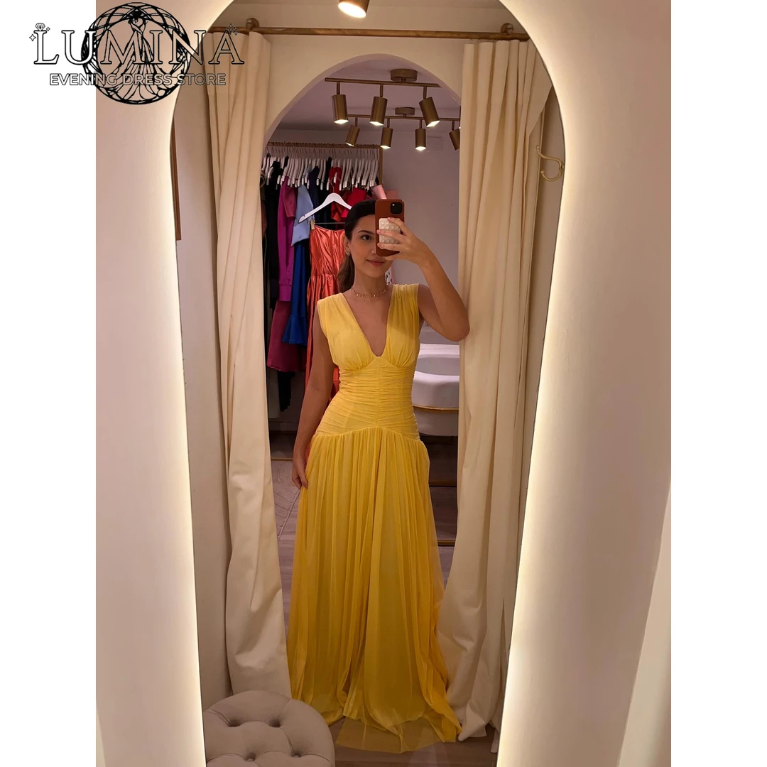 

Lumina V-neck Dubai Dresses Luxury Evening Dress 2026 Women's Elegant Luxury Party Dress Line A Custom Made Cross Type Prom Day