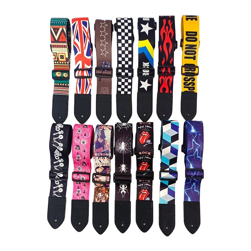 Embroidered Guitar Strap, Electric Guitar Shoulder Strap, 36 Inch Folk Guitar Bag Strap, Heat Transfer Printed Piano Strap