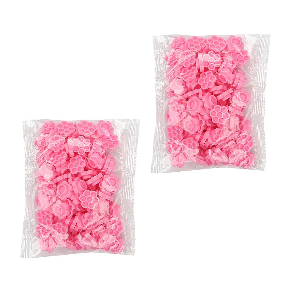 200Pcs Pfropfen Wimpern Hilfe Werkzeug Kunststoff Kleber Halter Rosa Wimpern Verlängerung Versorgung Salon Schönheit Werkzeug Falsche Wimpern Kleber Tasse