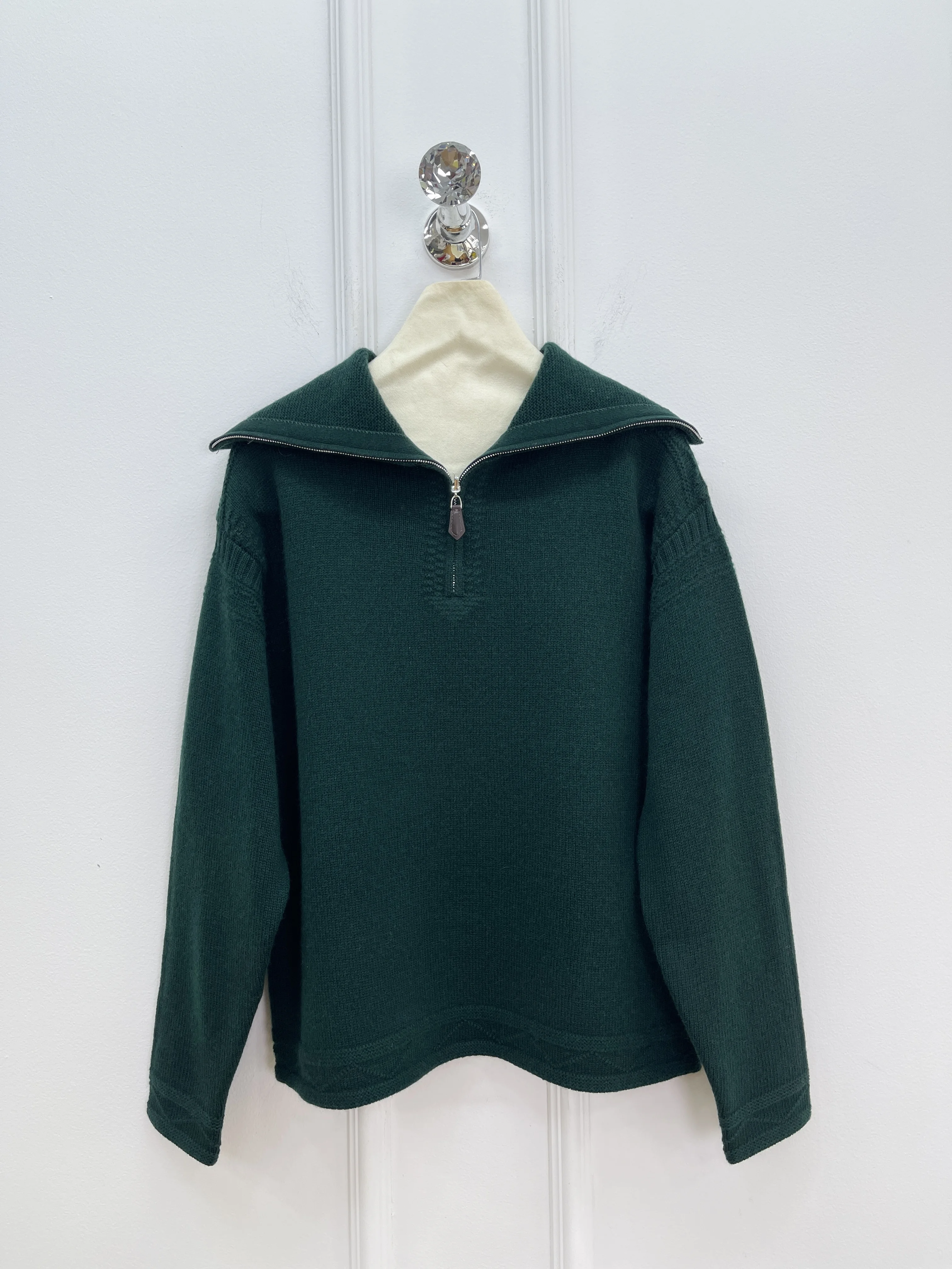 

Autumn/Winter New Retro Style Half-Zip Collar Cashmere Knit Sweater For Women, Fashionable Casual Pullover Sweater Top