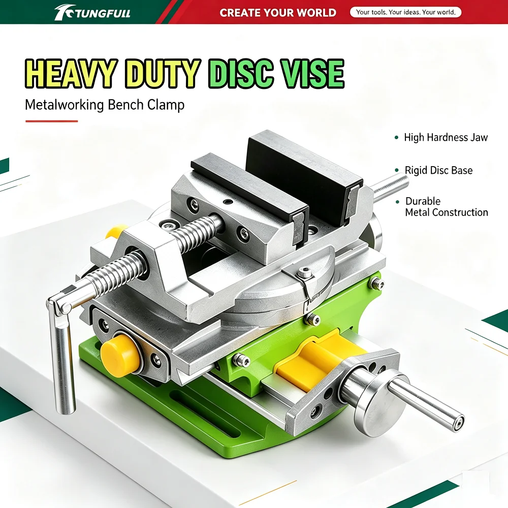 TUNGFULL BG-6369 Cross Slide Bench Vise 90° Rotatable Compound Work Table For Milling Drilling Machine Processing