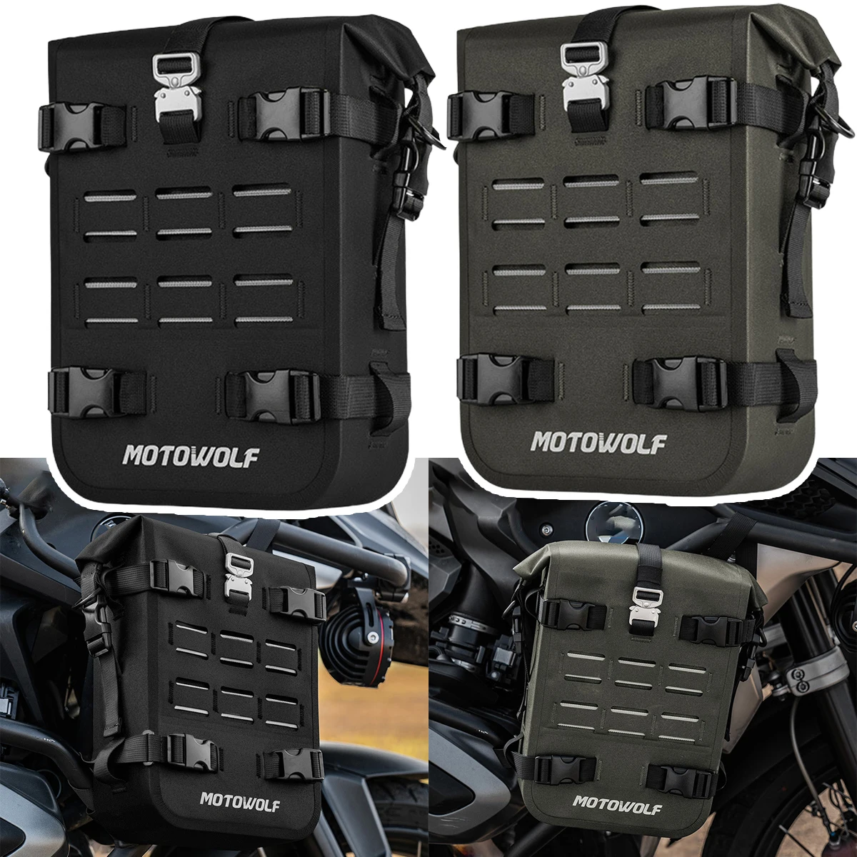 

Комплект из 2 мотоциклетных сумок на бампер 6 л с водонепроницаемым чехлом для дальних поездок на мотоцикле