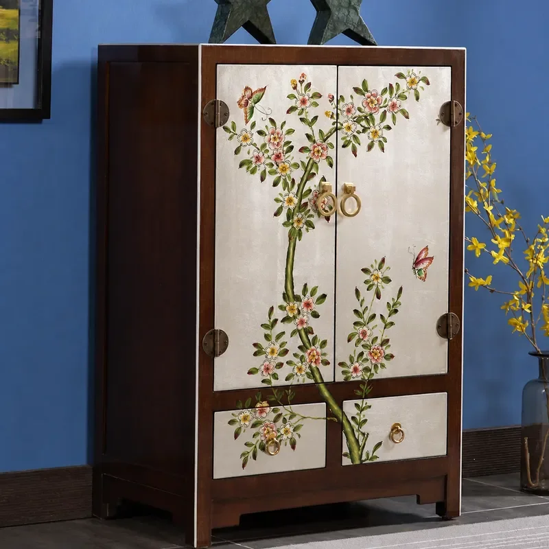 New Chinese Style Painted Chest Cabinet Modern Simple American Country Solid Wood Bedroom Storage Locker Half Height Side