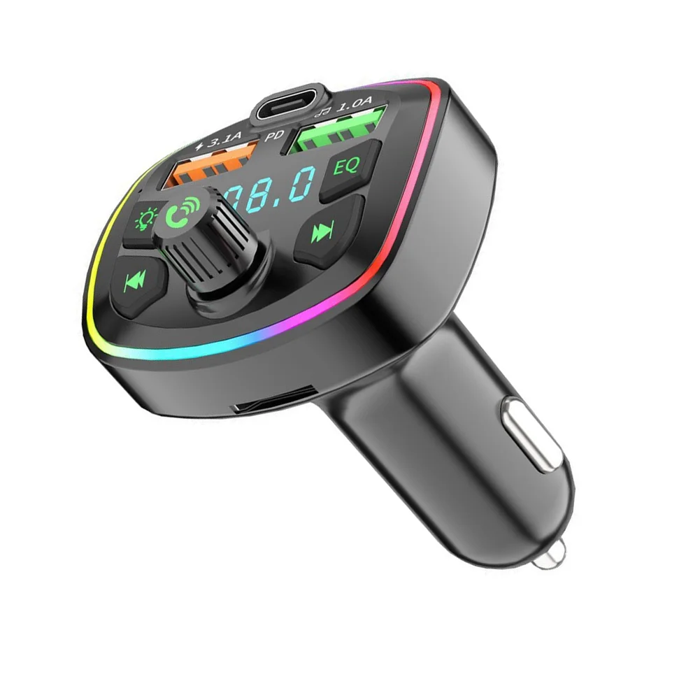 USB C Car Charger 48W with Power Delivery and Quick Charge 3.0 + 5.4 FM Transmitter for Smartphone Audio Streaming in Older Cars