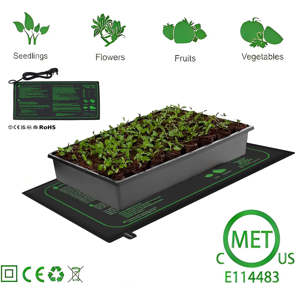 

Durable Seedling Heat Mat Warm Hydroponic Heating Pad Waterproof 10" x 20.75" for Seed Starting Greenhouse and Germination