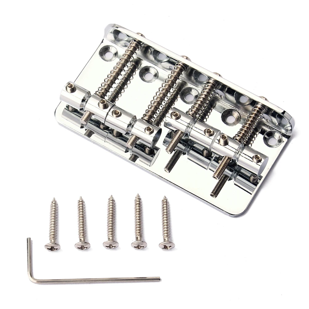 

Professional 4 String Bass Bridge Metal Vintage Style Guitar Bridge 5 Screws Adjustable Height for Jazz Sweet