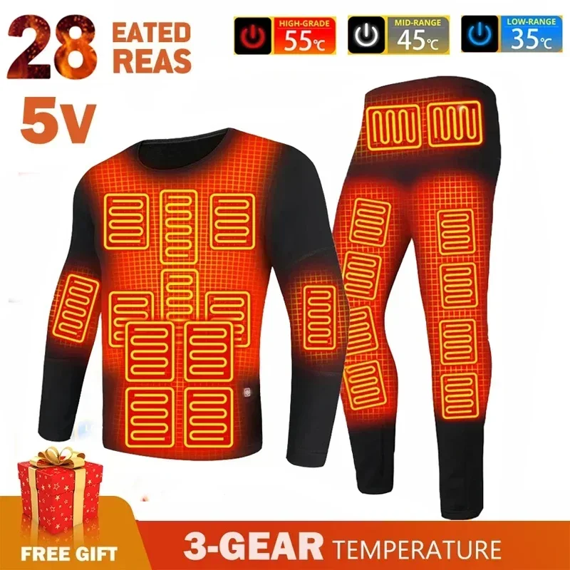 New Zone 28 Heated Winter Man Heated Suit Underwear Motorcycle USB Electric Powered Thermal Heating Motorcycle Pants Men Skiing