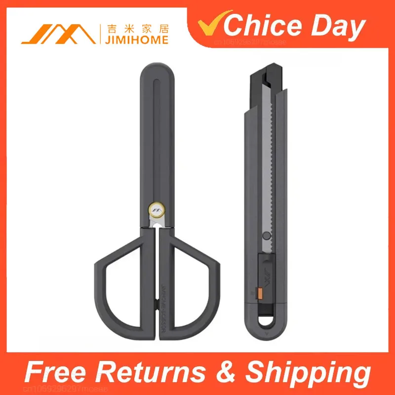 JIMIHOME 2pcs Scissors and Knife Mini Combo Set Adjustable Protective Sheath Precision DIY Safety Household Tailor's Tool