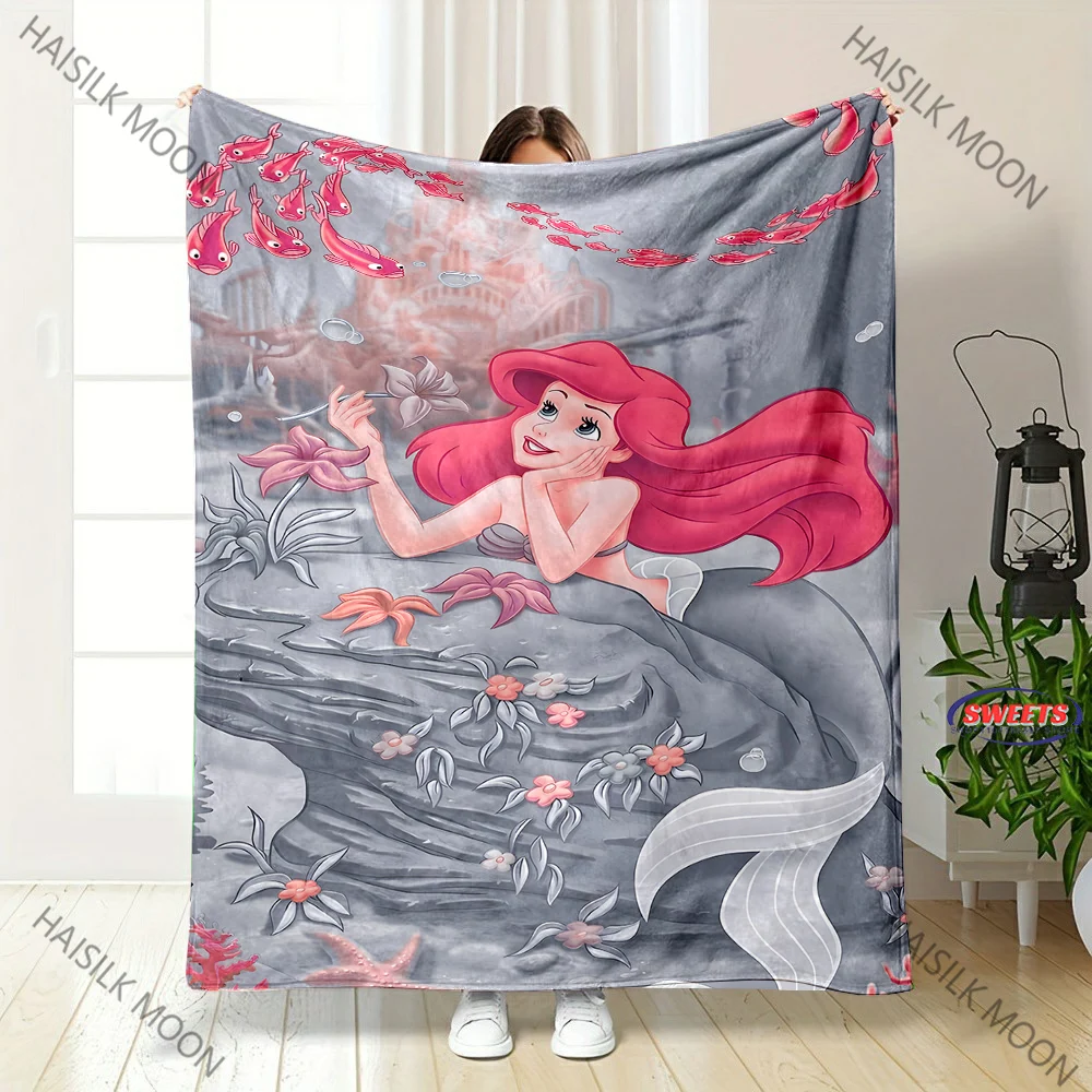 بطانية أميرات ديزني ليتل ميرميد أرييل مطبوعة ثلاثية الأبعاد للمكتب والسفر RV متعددة المشهد للفصول الأربعة متوفرة بسرعة #3