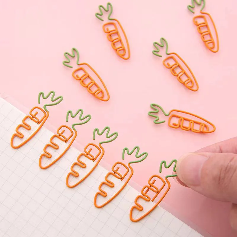 

Creative Carrot Shaped Metal Paper Clip Bookmark Fruit Paperclips Stationery School Office Supply