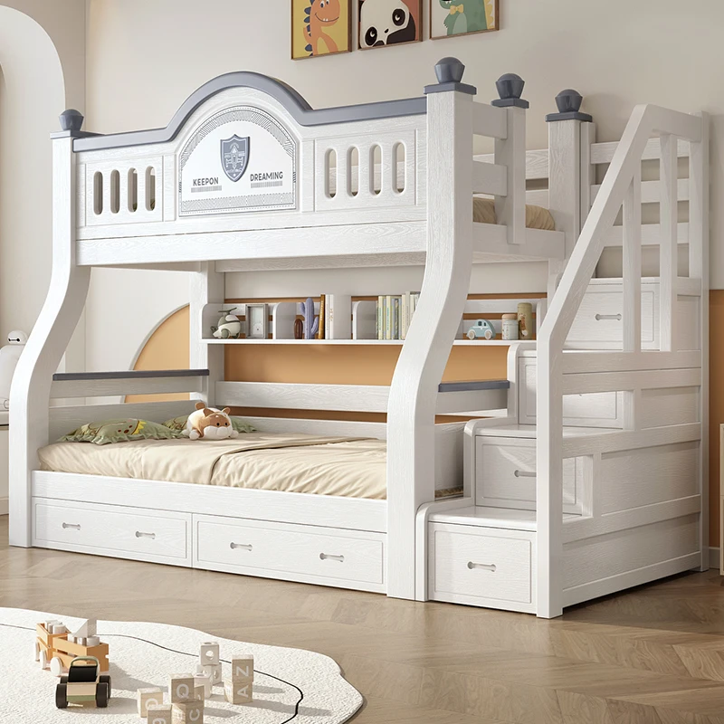 Upper and lower bunk beds Sister S type upper and lower Cherry wood children's bed Solid wood two-layer high and low