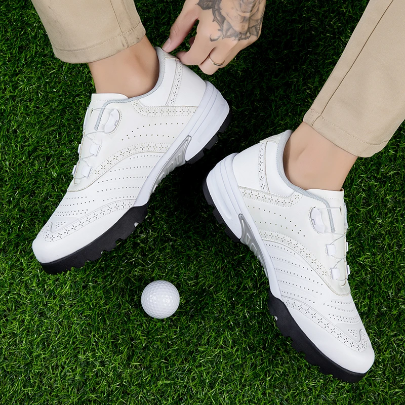 Leisure golf sports shoes Leather waterproof breathable wear-resistant fixed nail traction shoes Fashion women's shoes36-46