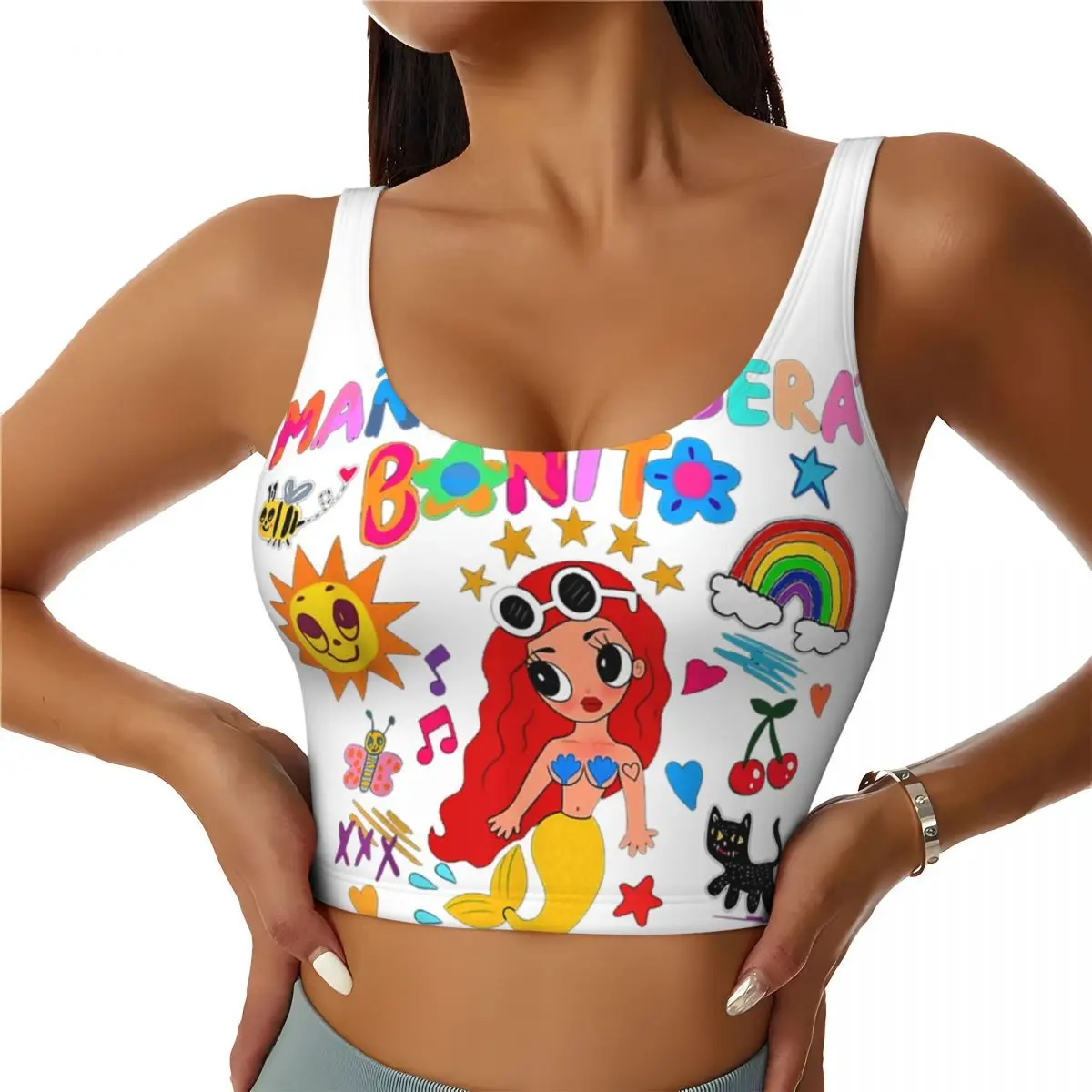 Custom Manana Sera Bonito Colombian Music Singer Karol G Workout Crop Tank Tops Women Yoga Sports Bras