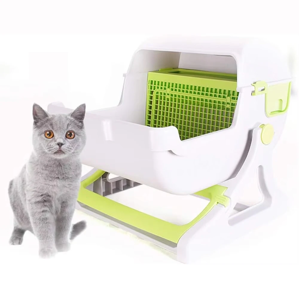 

Cat Litter Box Sandbox Tray Filler For Cats Toilet Self-Cleaning Dustbin With Absorbent Crystal Garbage Sanitation