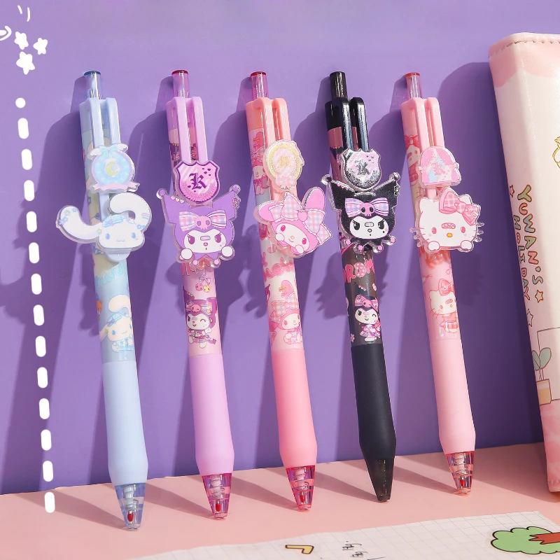 5pcs/set Sanrio Gel Pen Pack 0.5MM Black JK My Melody Kuromi Cinnamoroll HelloKitty Kawaii Stationery Gel Pen School Supplies