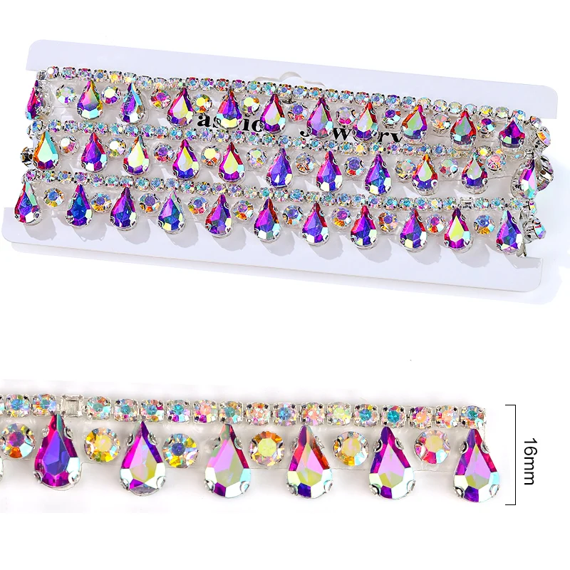 QIAO Strassband Kristall AB Hotfix-Band Funkelndes Netz-Strass-Applikationsband für Kleider, Hochzeitsdekoration, DIY-Basteln – Detail 7