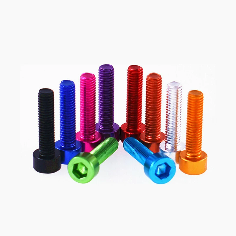 M5 M6 Hex Hexagon Socket Cap Head Machine Screw Bolts Colourful Aluminum Alloy 7075 Allen Screw Length 6-40mm