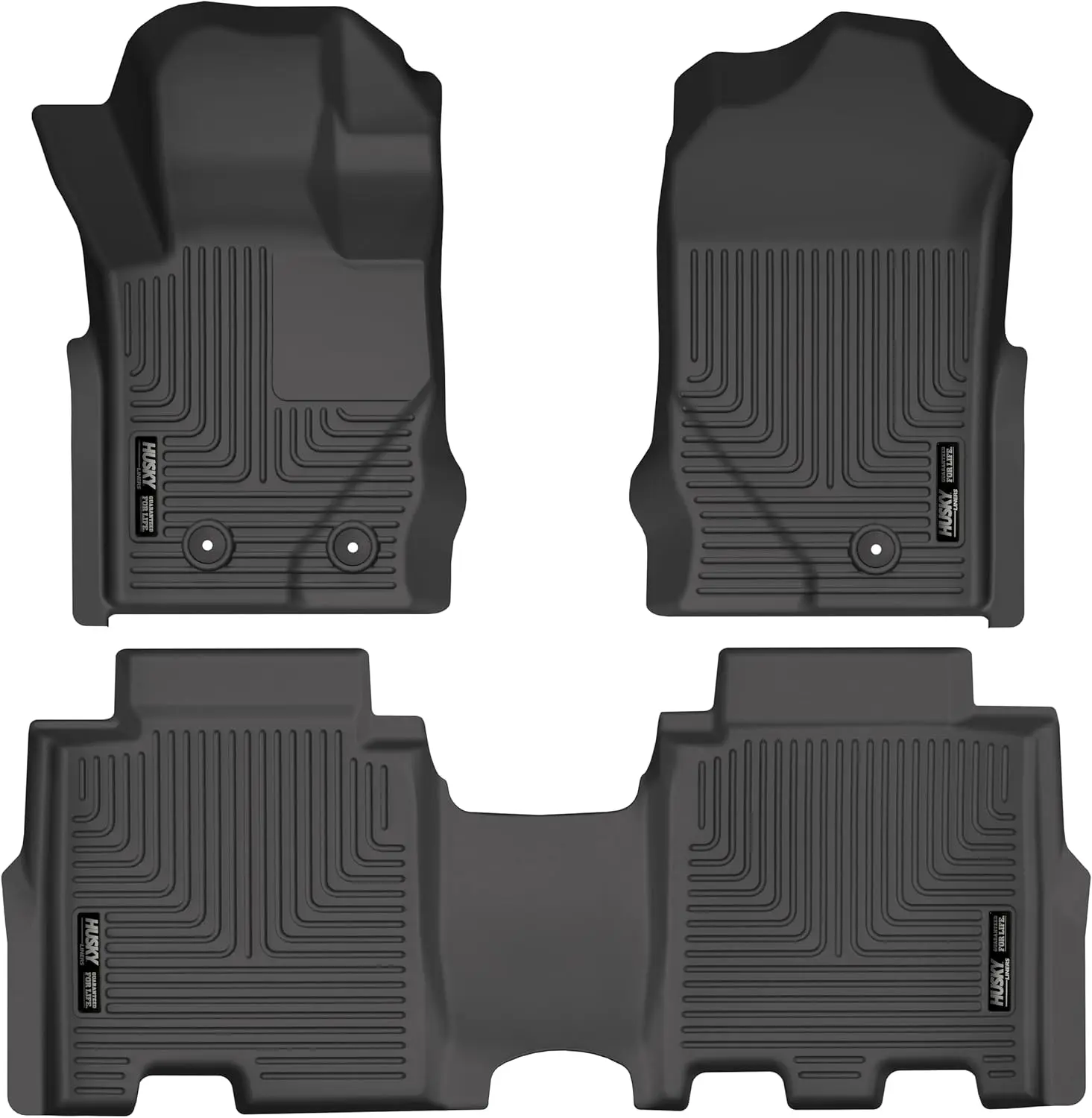 

All-Weather Floor Protection for 2021-2026 Ford Bronco 4-Door, Front & 2nd Row, 3-pc Black Mats