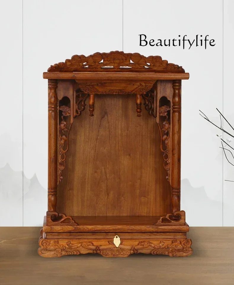 Solid Wood Shrine Worship Table Temple Altar Household Guanyin God of Wealth Buddha Shrine Shrine