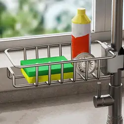 Dish Cloth Rack Sink Shelf Hollow Out Space-saving Detachable Faucet Sponge Brushes Rack with  Kitchen Gadget