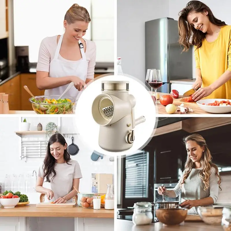 Manual Rotary Cheese Grater Cheese Grater Shredder With Strong Suction Base Vegetable Slicer Safe Food Grinder Rotary Fast