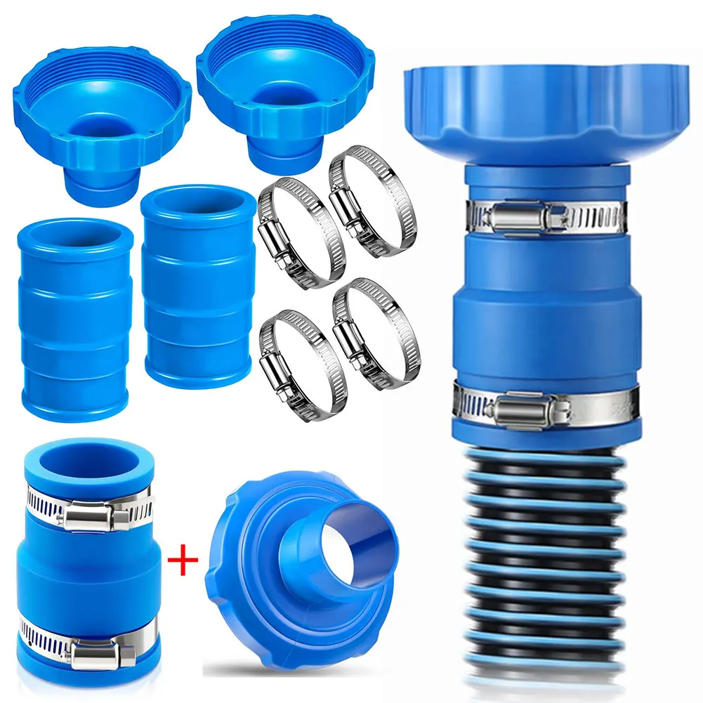 Pool-Vakuumschlauch-Adapter-Set, kompatibel mit Intex Adapter B Pool-Schlauch-Adapter-Set mit Klemmen für oberirdische Pools