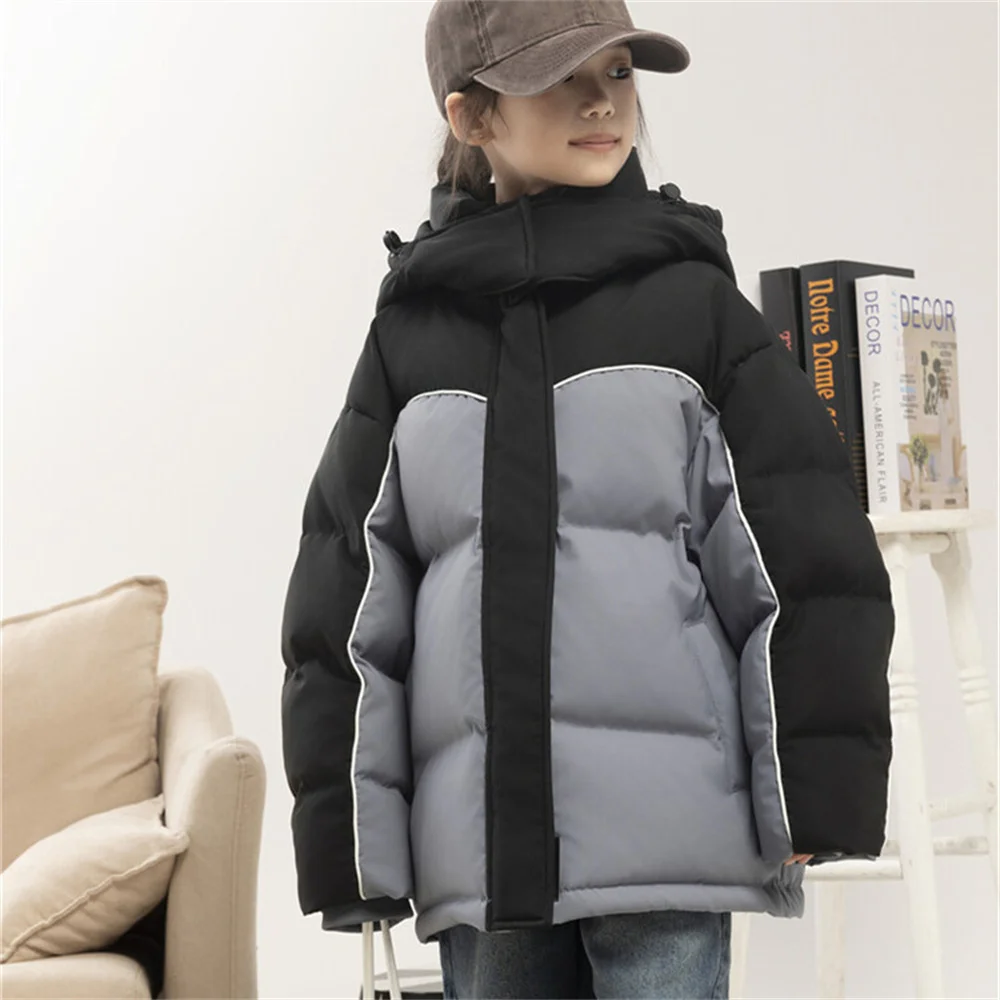 

23231 Winter Children's Down Jacket Thickened Hooded Girls' Outdoor Assault Jacket Down Jacket Stand Collar Bread Down Jacket