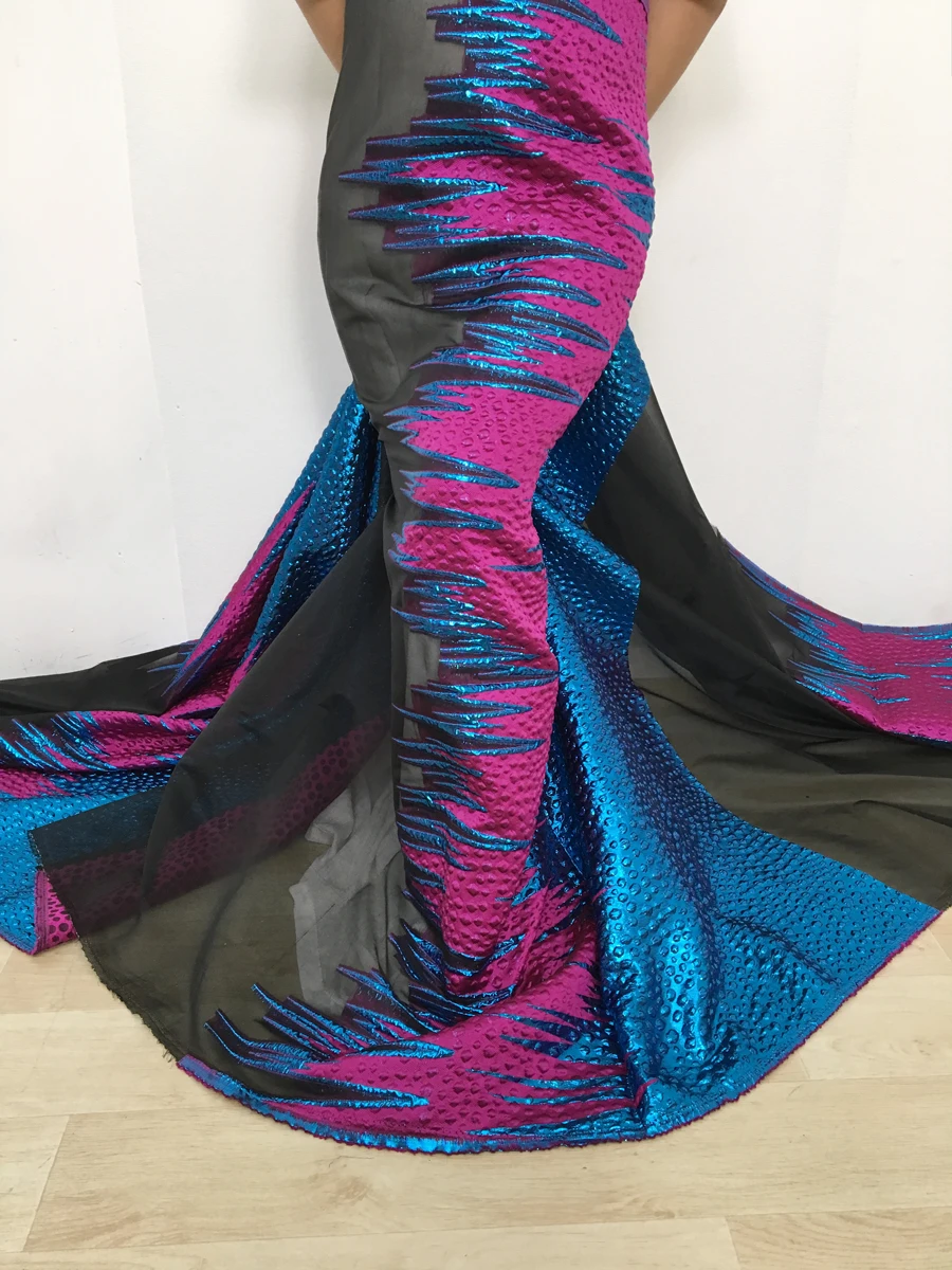 Kalume Lace African Brocade Tulle Lace Fabric 5 Yards Gilding Nigerian Organza Lace Fabric Elegant Wedding Dress for Women
