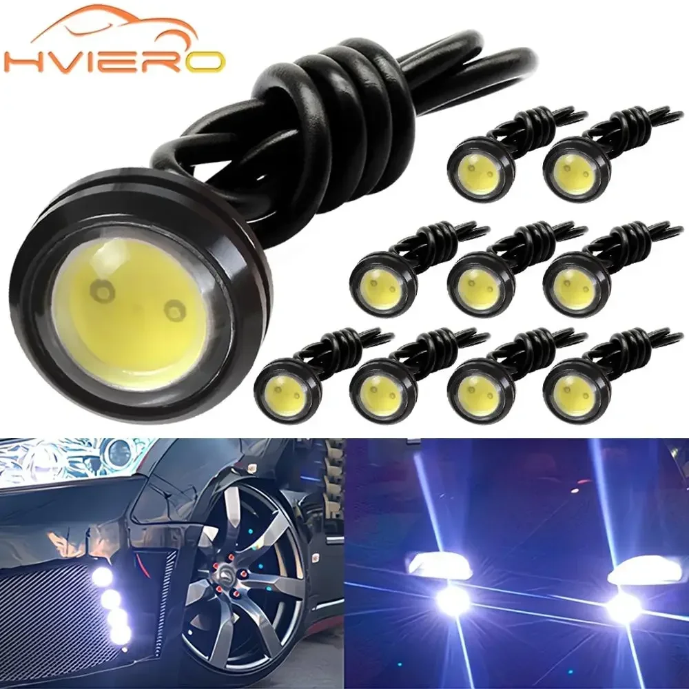 

10PCS Car Motorcycle Reverse Parking Brake Lamp Day Fog 18mm 12V Black Shell Turn Signal Eagle Eye Light COB Daytime Running DRL