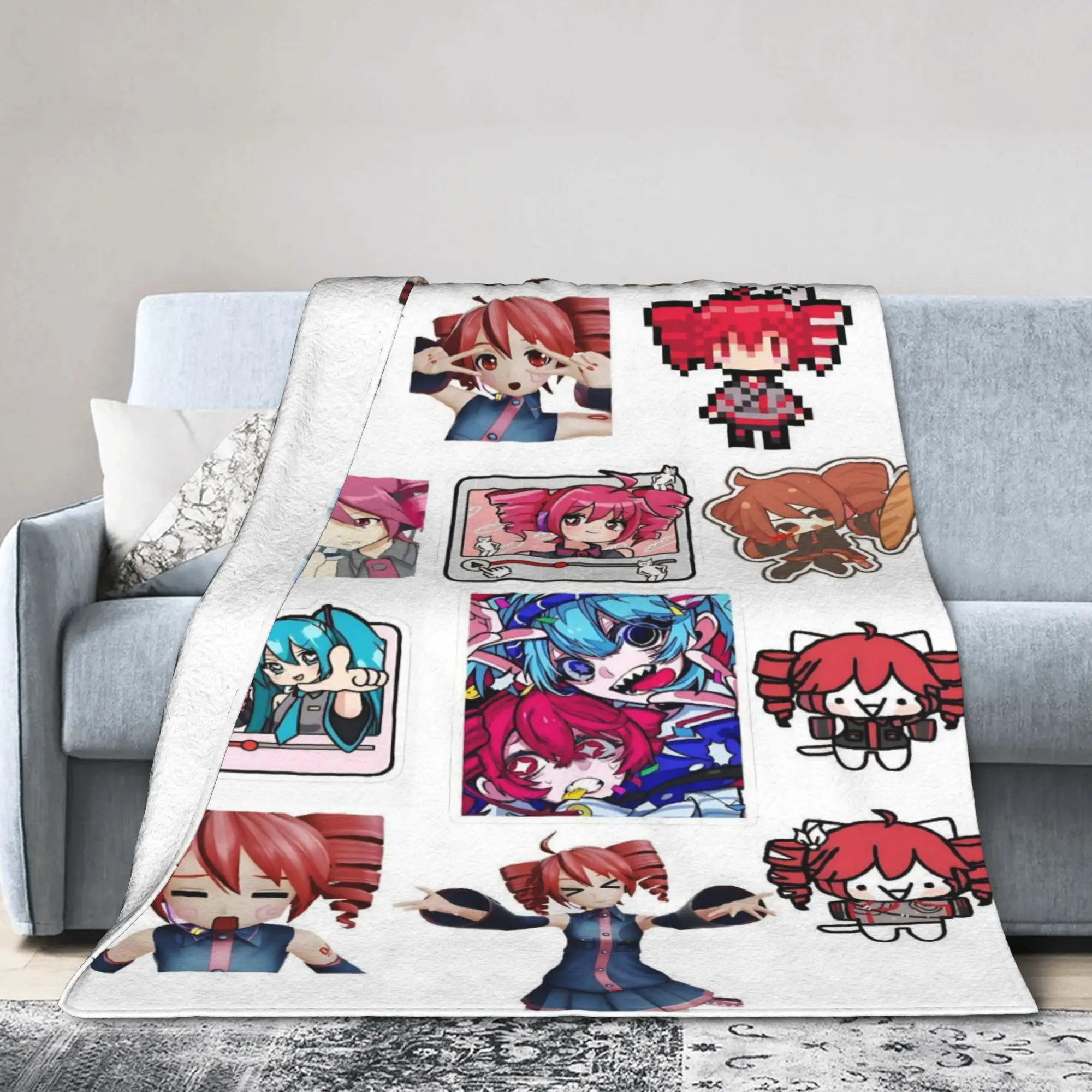 Pearto Poteto Anime Kasane Teto Virtual Singer Blanket Travel Flannel Throw Blanket For Living Room Soft Quality Bedspread