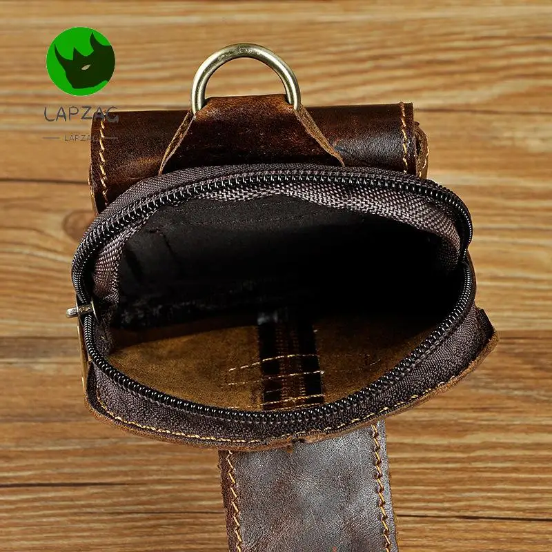 Crazy Horse Leather Waist bag Men\'s  Bag for Men Vintage Fashionable Waist Bags Cool Mobile Phone Camera Outdoor 6 \