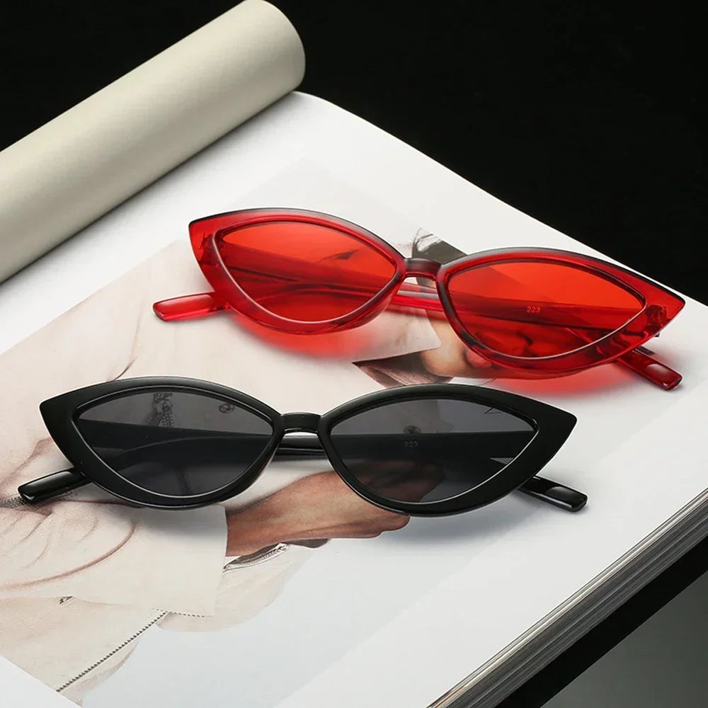 Neue Vintage Schwarz Cat Eye Sonnenbrille Frauen Mode Marke Designer Spiegel Kleine Rahmen Cateye Sonnenbrille Für Weibliche Shades