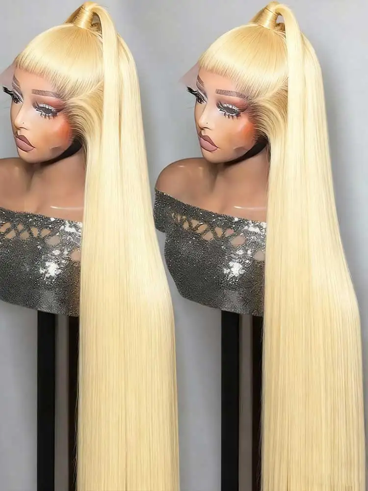 CHEAP 40 42 Inch 613 Blond Straight Human Hair Wigs 13x4 13x6 HD Lace Frontal Wigs Remy Honey Blond Bone Straight Lace Front Wig image 2