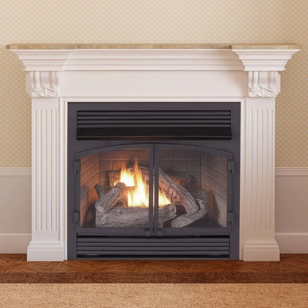 Dual Fuel Ventless Gas Fireplace Insert, Remote Control, 6 Fire Logs, Use with Natural Gas or Liquid Propane