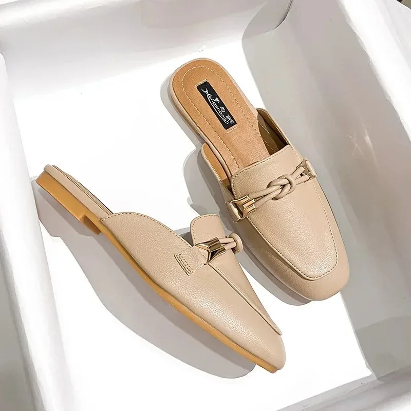 Scarpe da donna Moda Baotou Mezze pantofole Eleganti pantofole da donna Pantofole comode da passeggio piatte per le donne Zapatos Mujer