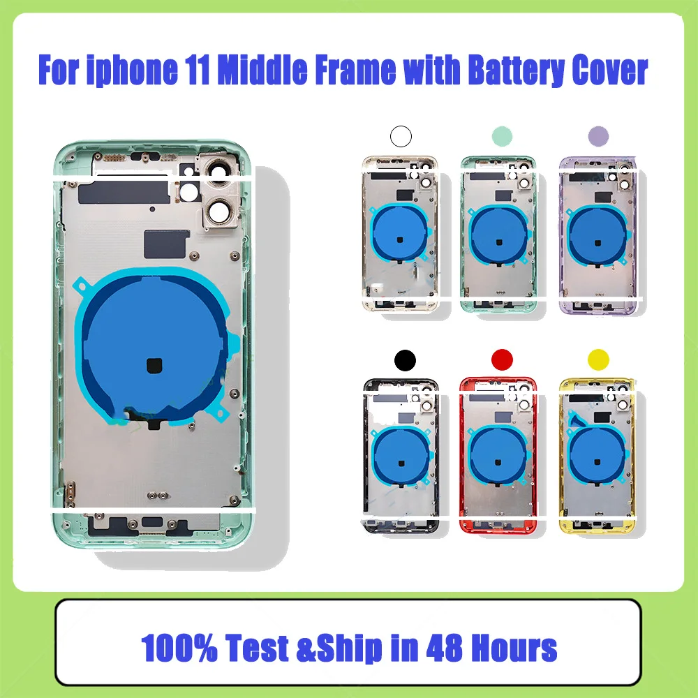 

Rear Housing Assembly For iPhone 11 With Battery Back Cover+Middle Chassis Frame+SIM Tray+Side Key Parts+Tools+Adhesive