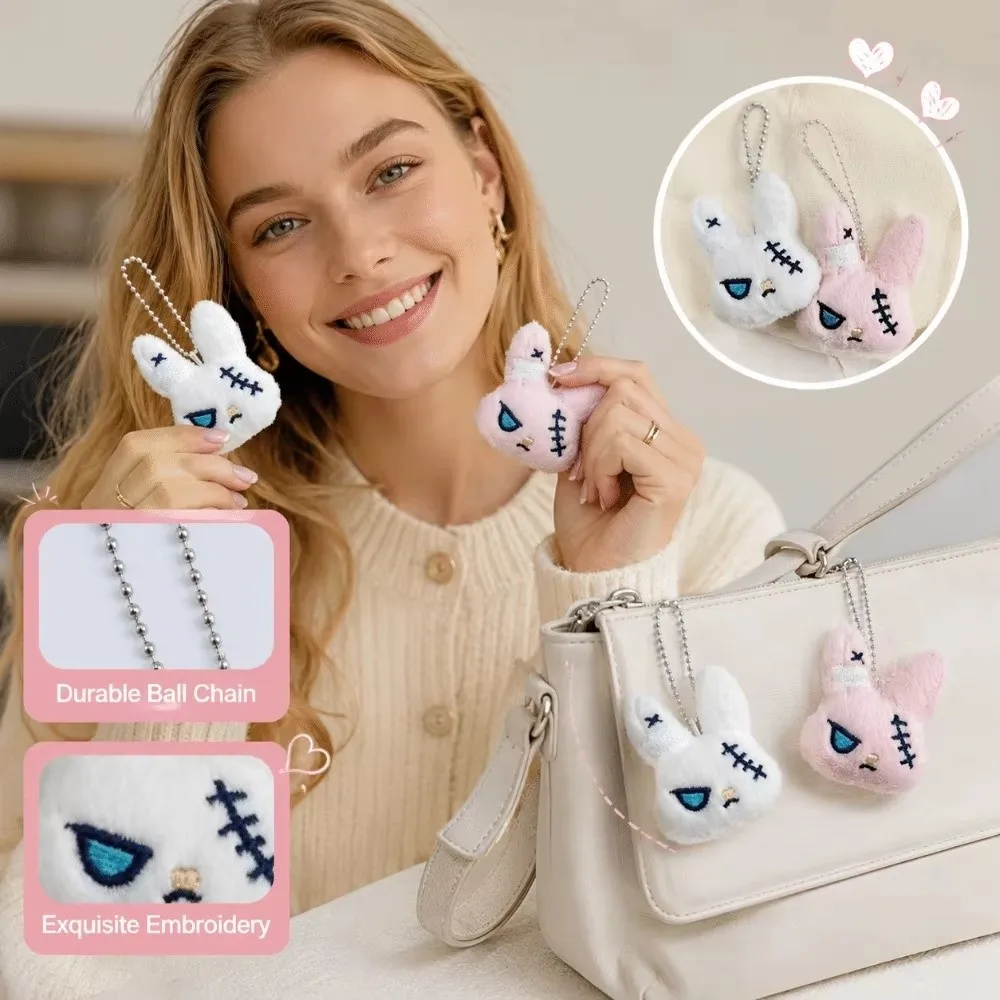 New PP Cotton Bunny Pendant Cartoon Appearance Bead Chain Cartoon Bunny Ornament Dark Style Rabbit Charm Backpack Decoration